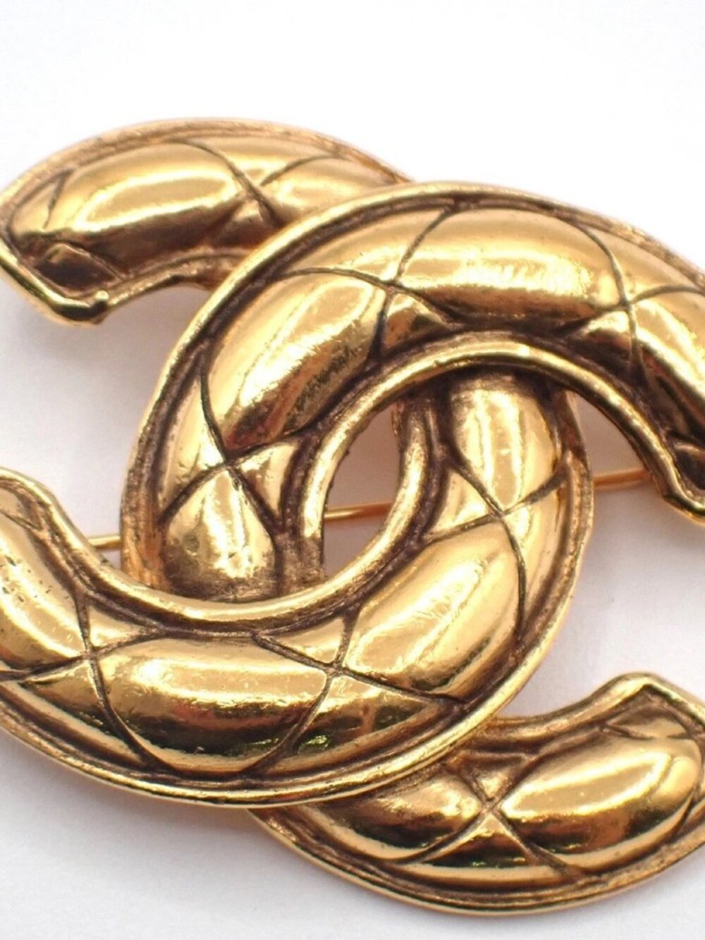 CHANEL CC Logo Matelasse Pin Brooch Gold GHW Accessory - Picture 7 of 16